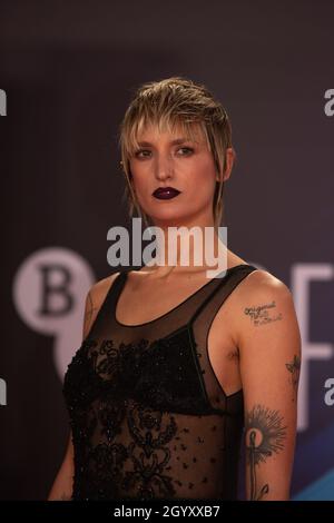 Londra, Regno Unito. 9 ottobre 2021. Agathe Rousselle partecipa alla presentazione speciale DEL TITANO durante il 65° BFI (British Film Institute) London Film Festival al Southbank Centre Royal Festival Hall. Credit: SOPA Images Limited/Alamy Live News Foto Stock