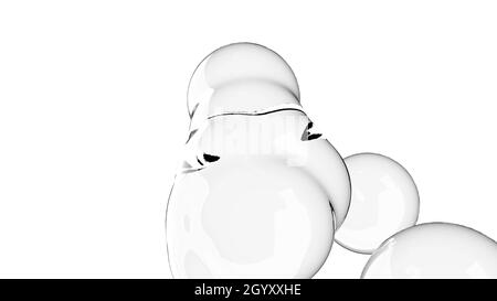 Metaballs liquido bolle acqua texture Ocean Wave sfere su bianco 3d rendering Foto Stock