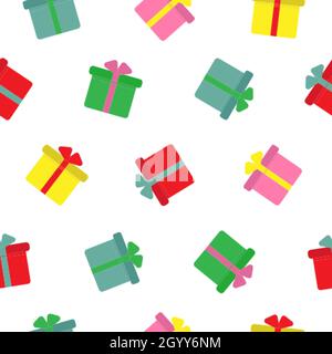 Un simpatico regalo di Natale colorato senza cuciture pattern Illustrazione Vettoriale