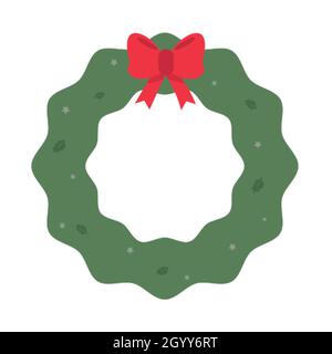 Un cartoon carino Natale wreath vettore icona arte Illustrazione Vettoriale