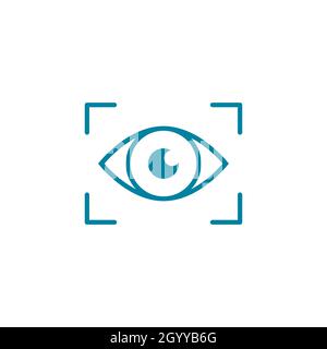 Icona della linea di scansione oculare. Concetto di biometria. ID retina. Autorizzazione di sicurezza. Sbloccare o accedere al dispositivo personale. Conferma dell'identità. Sorveglianza. Illustrazione Vettoriale