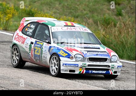 San Marino Urban Circuit, San Marino, Repubblica di San Marino, 08 ottobre 2021, FENOGLIO CRISTIANO (ITA) DARDERI DAIANA (ISMR) - TOYOTA COROLLA WRC 19 Foto Stock