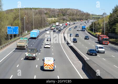 M25 o London Orbital Motorway a Londra Inghilterra Regno Unito Foto Stock