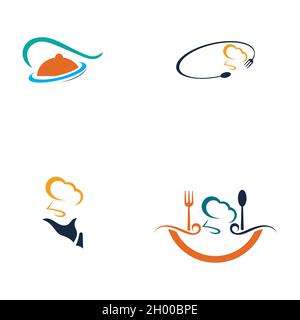 modello di disegno vettoriale del set di logo del ristorante Illustrazione Vettoriale