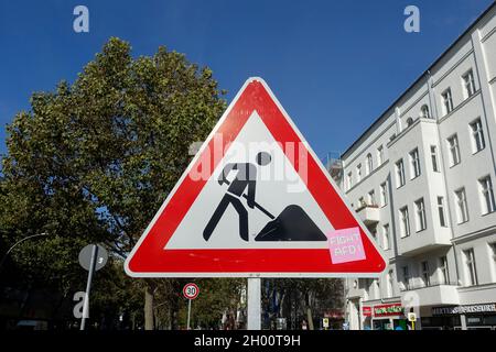 Adesivo contro l'AFD, Berlino, Germania Foto Stock