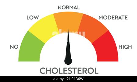 Indicatore del livello di colesterolo. Tachimetro medico. Presentazione del concetto di controllo della chat Illustrazione Vettoriale