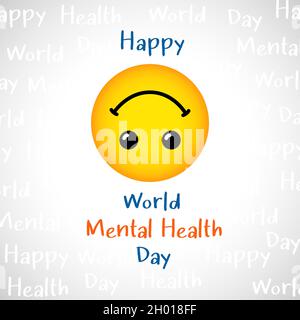 Happy World Mental Health Day biglietto d'auguri concetto. Congrats creativi di festa internazionale. Modello grafico astratto isolato. Internet disordine Illustrazione Vettoriale