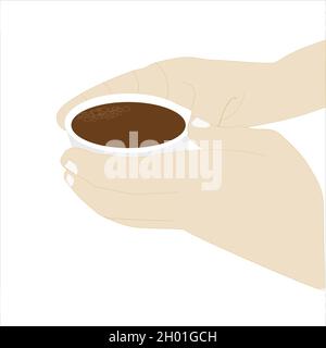 Mano dell'uomo che tiene una tazza.concetto. Illustrazione Vettoriale