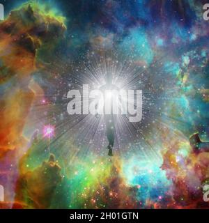 L'anima o l'aura emerge dallo spazio vivido. Rendering 3D. Foto Stock