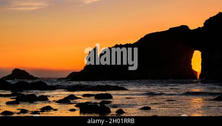 Tramonto su Second Beach, la Push, Olympic National Park, Washington Foto Stock