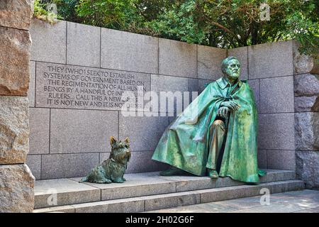 Presidente degli Stati Uniti Franklin Roosevelt memoriale a Washington DC Foto Stock