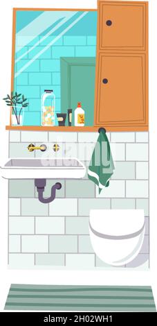 Bagno dal design semplice, lavandino e wc vettoriale Illustrazione Vettoriale