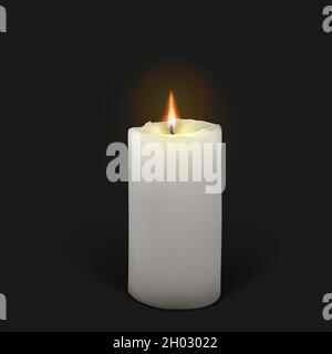 Masterizzazione di candela bianco su sfondo nero Illustrazione Vettoriale