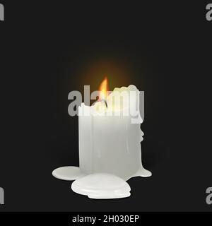Masterizzazione di candela bianco su sfondo nero Illustrazione Vettoriale
