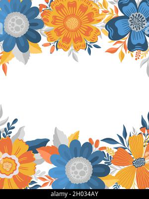 Cornice floreale in stile elegante. Sfondo floreale vintage. Modello romantico. Illustrazione Vettoriale