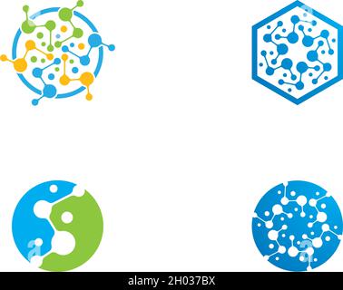 modello vettoriale del logo della molecola Illustrazione Vettoriale