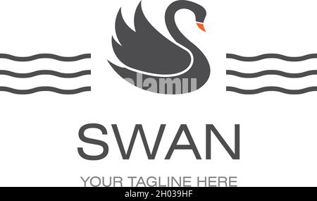 Swan modello logo illustrazione vettoriale design Illustrazione Vettoriale