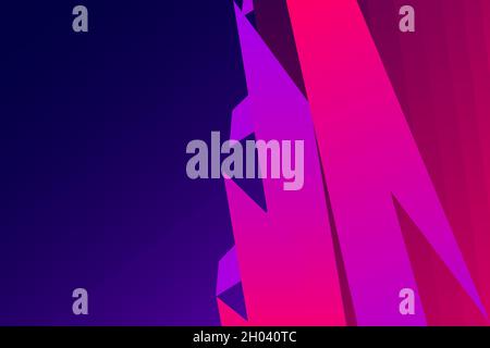 Grafica di copertina minimale, design dello spazio di copia. Colori sfumati rosa neon blu. Linee di campitura geometrica della trama astratta degli anni '80. Strisce dinamiche fluido trendy b Illustrazione Vettoriale