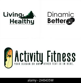 Fisico fitness ascensione montagna avventura logo design Illustrazione Vettoriale