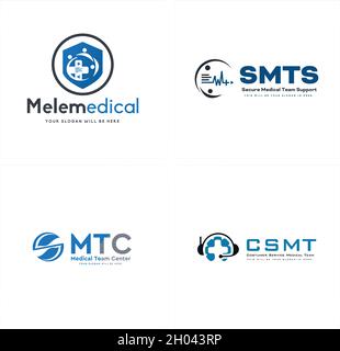 Set moderno di design del logo del servizio medico Illustrazione Vettoriale