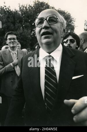 Uomo politico e statista italiano Giovanni Spadolini, anni '80 Foto Stock