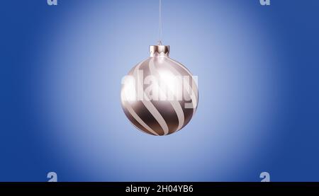 Natale o Capodanno sfondo con bauble argento, rendering 3d Foto Stock