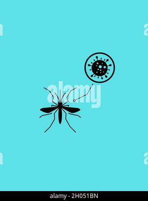 L'uomo che soffre in chikunguniya, febbre, aid malattie su sfondo blu Foto Stock
