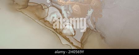 Acqua blu dell'oceano. Inchiostri alcolici su tela. Mano Foto Stock