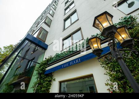 Londra - Ottobre 2021: L'Hari Hotel, un boutique hotel a 5 stelle nella zona di Knightsbridge Belgravia nel centro di Londra Foto Stock