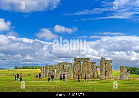 Stonehenge Stone Circle sulla Salisbury Plain vicino ad Amesbury nel Wiltshire, Inghilterra. Foto Stock