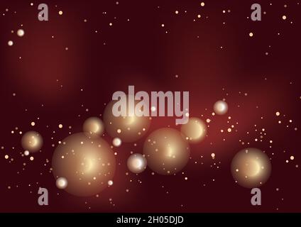 Bokeh astratto su sfondo rosso scuro. Natale e Capodanno Festività vettore sfondo Illustrazione. Illustrazione Vettoriale