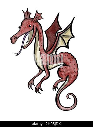 illustrazione di un drago disegnato a mano Foto Stock