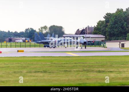 USAF F15 Strike Eagle Tactical Fighter al RAF (USAF) Lakenheath a Suffolk, Inghilterra, Regno Unito Foto Stock