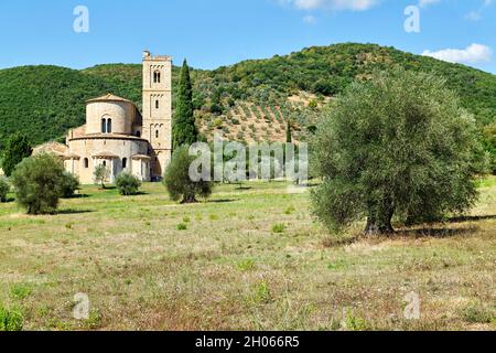 Abbazia di Sant'Antimo, monastero benedettino. Montalcino Val d'Orcia Toscana Foto Stock