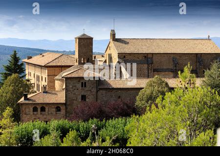 Il monastero romanico di Leyre San Salvador, Navarra. Spagna. Foto Stock