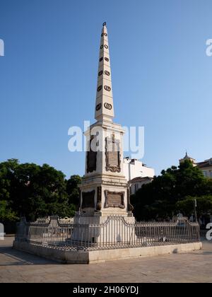 Monumento a Torrijos a Plaza de la Merced, Malaga, Andalusia, Spagna. Foto Stock