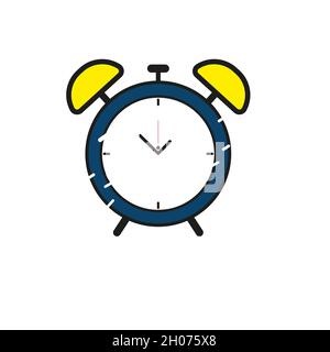 Sveglia icona con lunga ombra. Design piatto stile. Silhouette di clock. Icona di semplice. Moderna icona piatta in eleganti colori. Pagina del sito web e mobile app Illustrazione Vettoriale