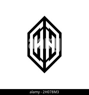 Logo HH con modello di design monogramma vettoriale di forma geometrica isolato su sfondo bianco Illustrazione Vettoriale