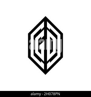 LOGO GO con modello di design monogramma vettoriale geometrico isolato su sfondo bianco Illustrazione Vettoriale