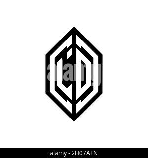 Logo LO con modello di design monogramma vettoriale di forma geometrica isolato su sfondo bianco Illustrazione Vettoriale