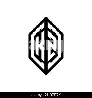 Logo KZ con modello di design monogramma vettoriale di forma geometrica isolato su sfondo bianco Illustrazione Vettoriale