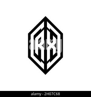 Logo RX con modello di design monogramma vettoriale di forma geometrica isolato su sfondo bianco Illustrazione Vettoriale
