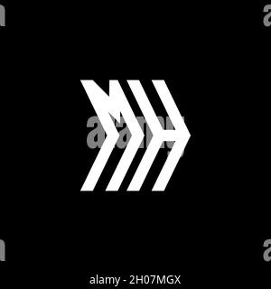 Modello di forma geometrica monogramma MH. Vettore di disegno iniziale monogramma su sfondo isolato Illustrazione Vettoriale