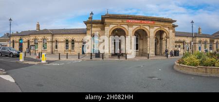 Saltburn presso la stazione ferroviaria Sea Victorian. Foto Stock