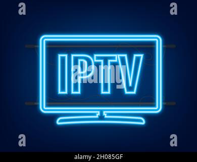 Badge IPTV, icona, logo. Icona neon. Illustrazione dello stock vettoriale Illustrazione Vettoriale