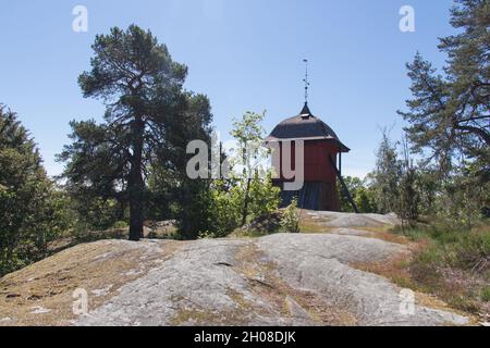 Svezia, Sigtuna - Maggio 31 2019: La vista di un campanile della Chiesa di Santa Maria il 31 2019 maggio a Sigtuna, Svezia. Foto Stock