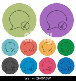 Messaggio Incolla contorno icone piatte più scure su sfondo rotondo a colori Illustrazione Vettoriale