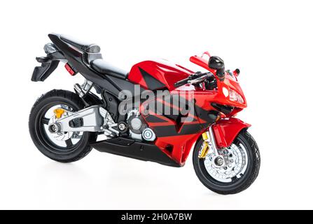Giocattolo per moto isolato su sfondo bianco Foto Stock