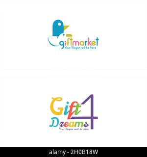Design moderno e colorato con logo a combinazione di anatra di uccelli Illustrazione Vettoriale