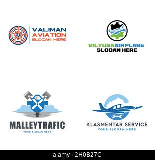 Design moderno del logo di riparazione aereo di servizio dell'aviazione Illustrazione Vettoriale